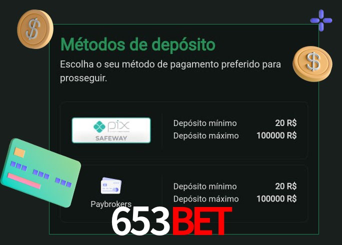 O cassino 653Bet oferece uma grande variedade de métodos de pagamento